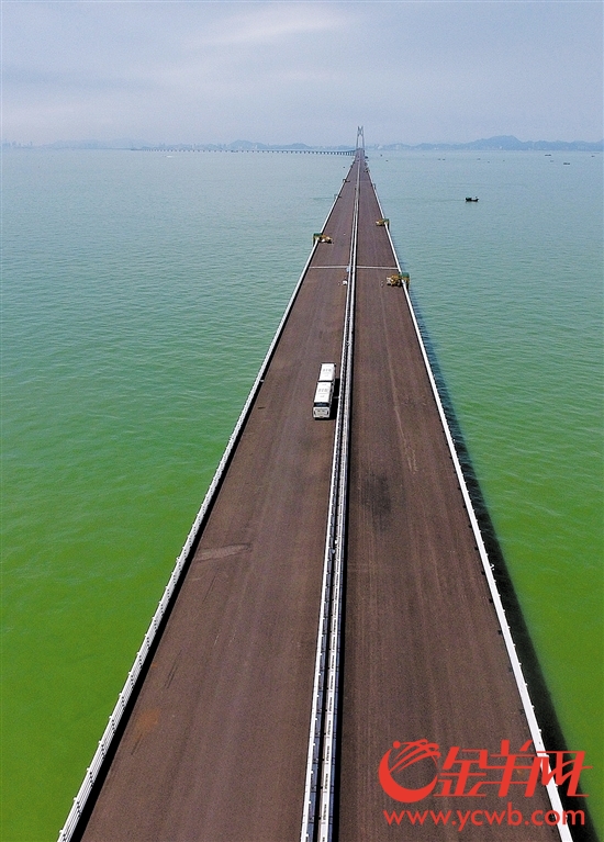 港珠澳大桥桥面铺装落幕年底将完成全部施工任务